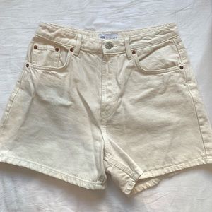 Cream denim shorts